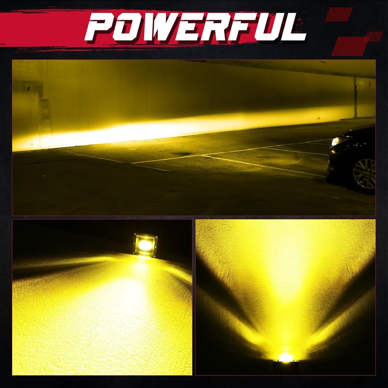 OFFROADTOWN Fog Lights 3'' SAE Yellow LED Pods DOT Approved Driving lights Cut-off Beam Amber Square LED Cubes Work Light for Truck Pickup SUV Car Motorcycle - Image 4